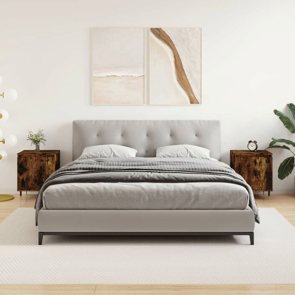 vidaXL Sängbord 2 st rökfärgad ek 40x30x50 cm konstruerat trä