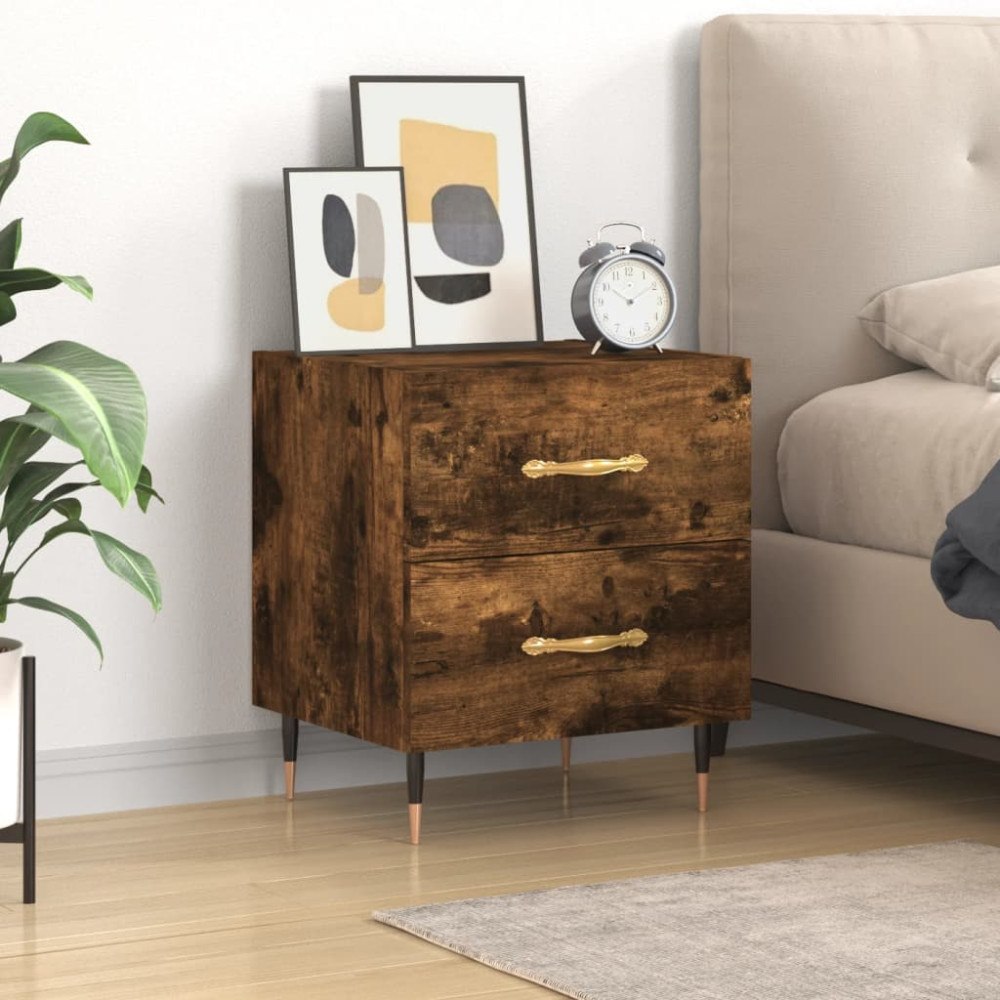vidaXL Sängbord rökfärgad ek 40x35x47,5 cm konstruerat trä