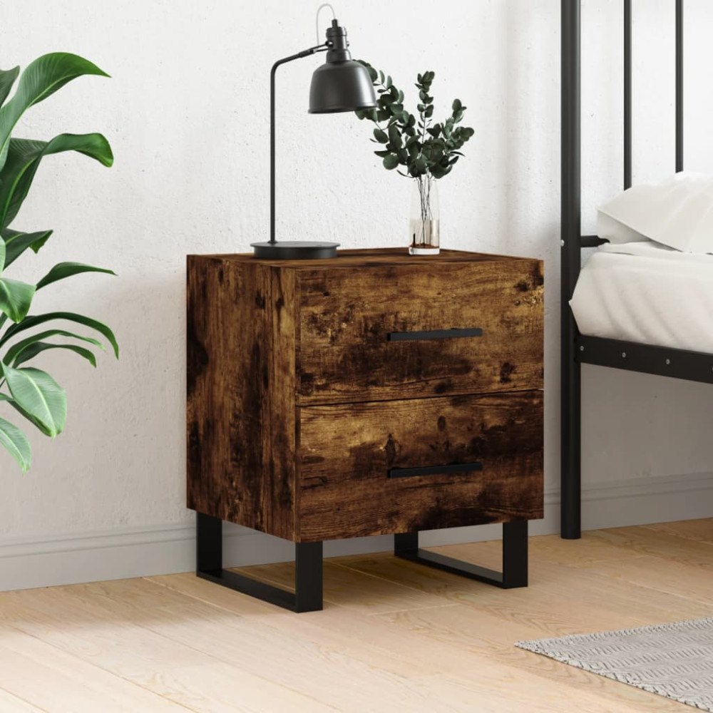 vidaXL Sängbord rökfärgad ek 40x35x47,5 cm konstruerat trä