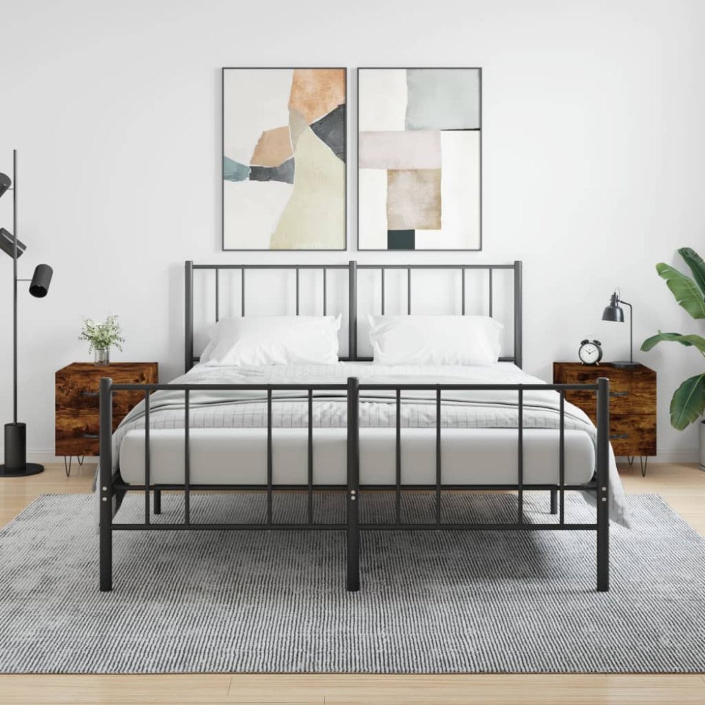 vidaXL Sängbord 2 st rökfärgad ek 40x35x47,5 cm konstruerat trä