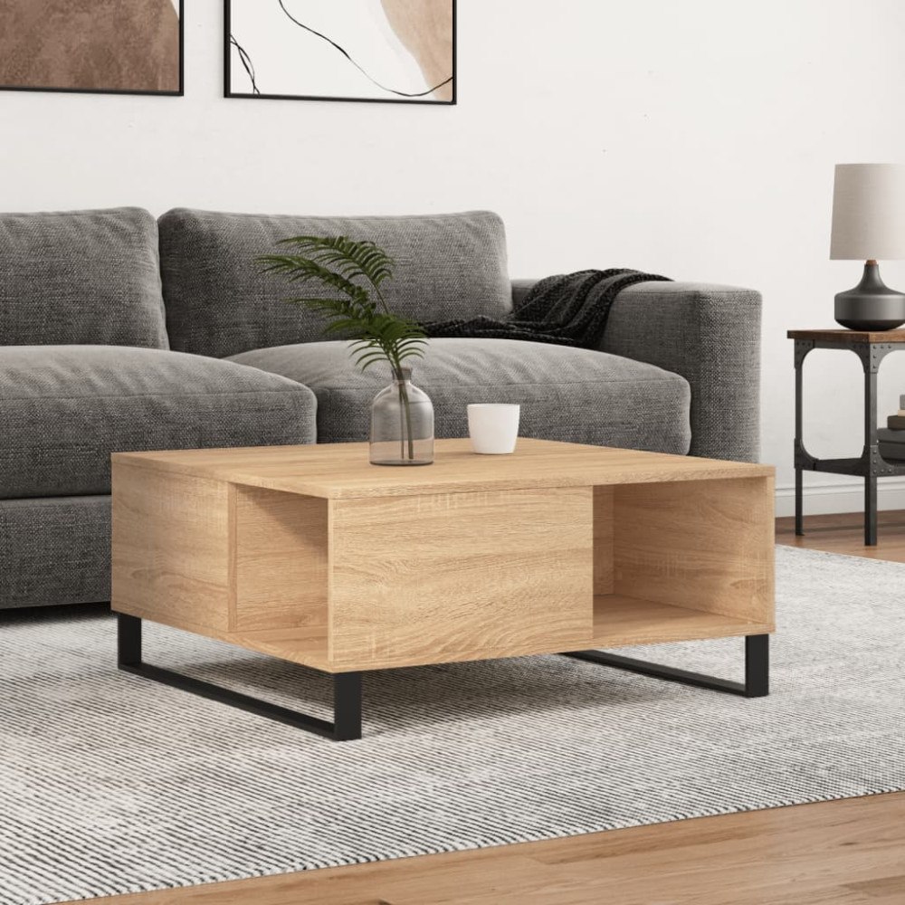 vidaXL Soffbord sonoma-ek 80x80x36,5 cm konstruerat trä