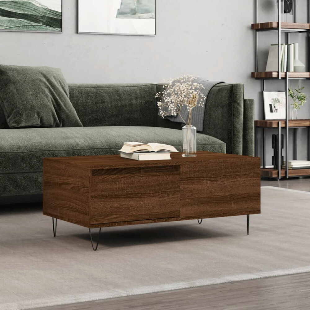 vidaXL Soffbord brun ek 90x50x36,5 cm konstruerat trä