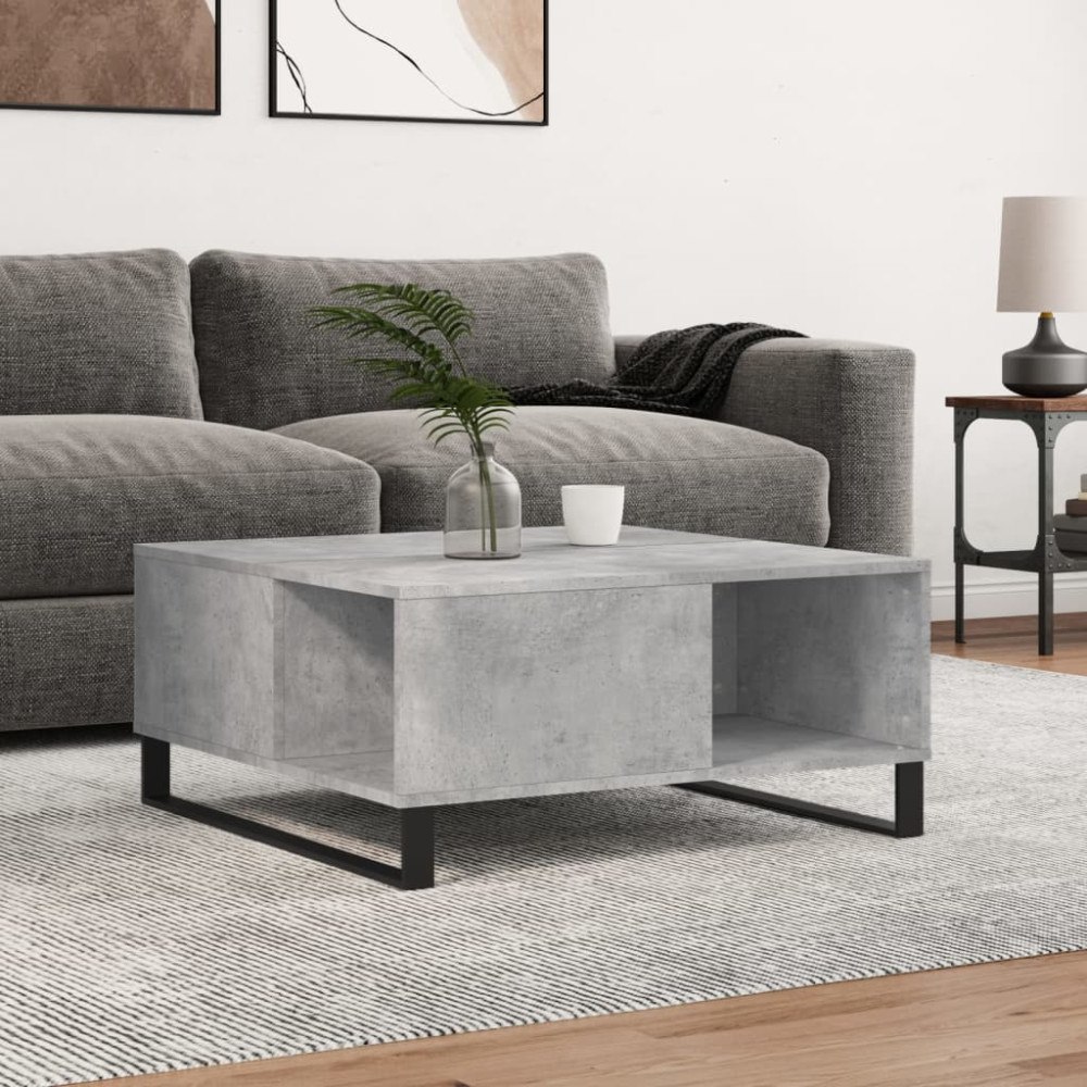 vidaXL Soffbord betonggrå 80x80x36,5 cm konstruerat trä
