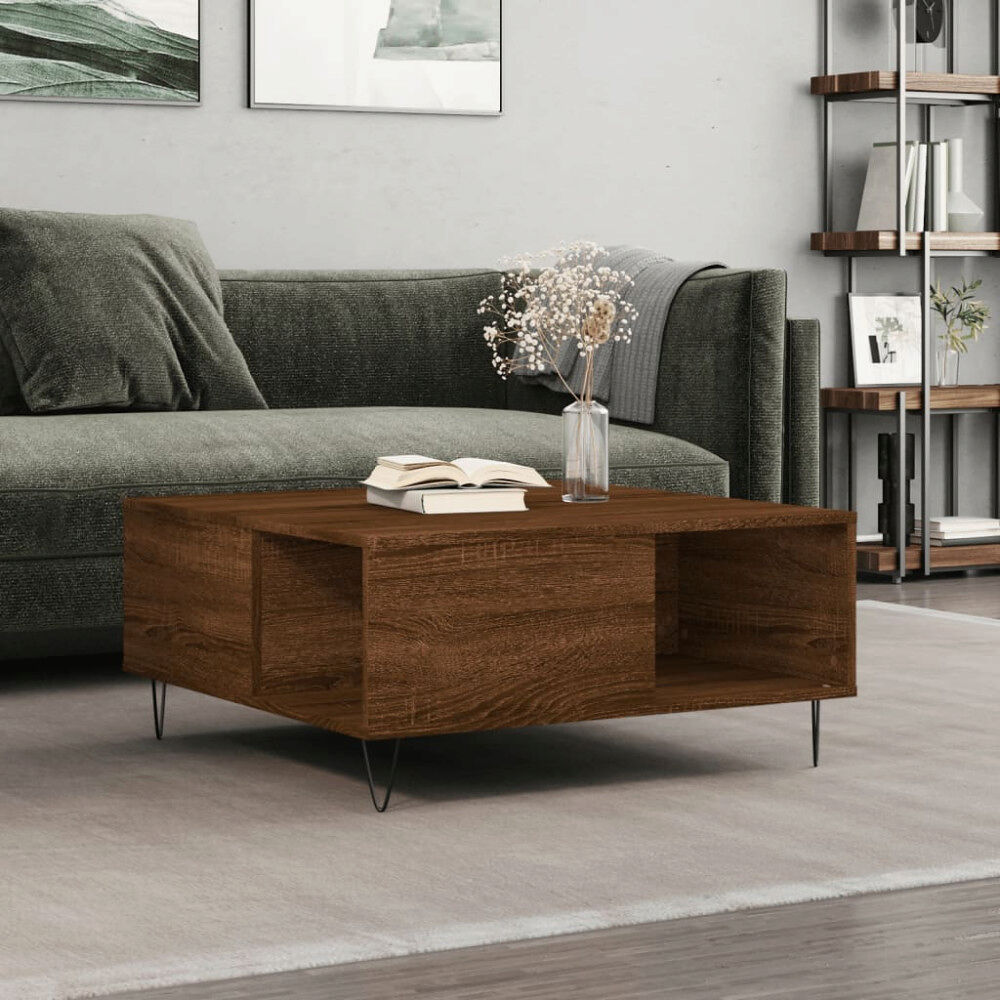 vidaXL Soffbord brun ek 80x80x36,5 cm konstruerat trä
