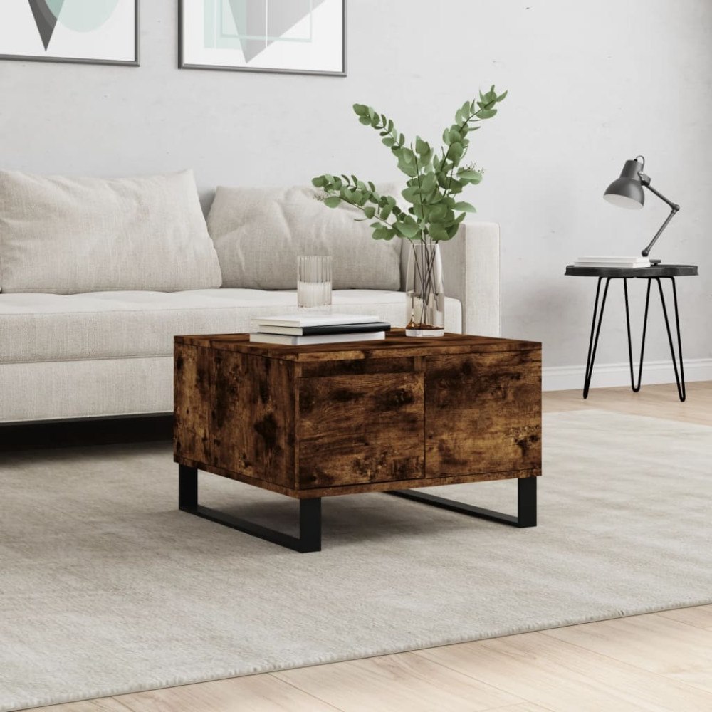 vidaXL Soffbord rökfärgad ek 55x55x36,5 cm konstruerat trä