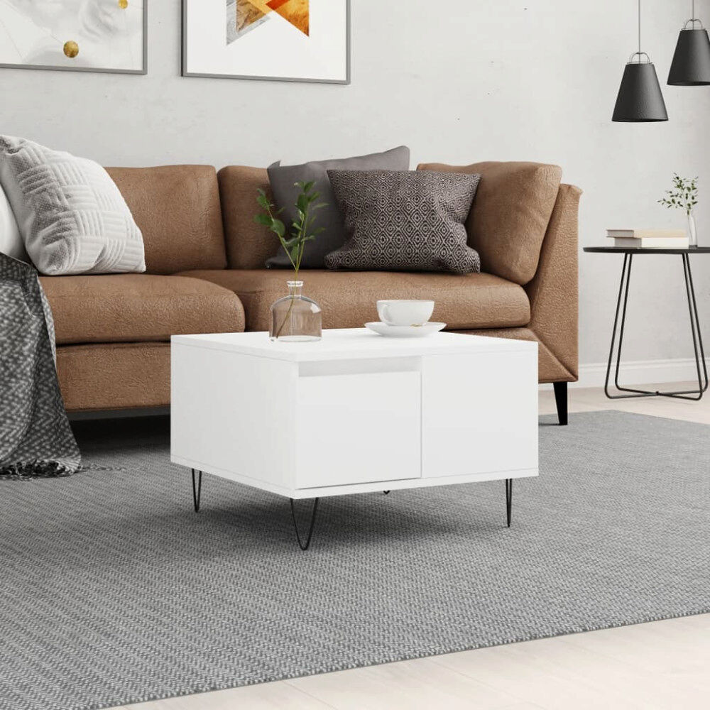 vidaXL Soffbord vit 55x55x36,5 cm konstruerat trä