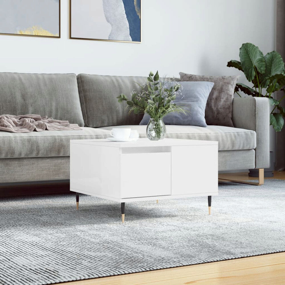 vidaXL Soffbord vit högglans 55x55x36,5 cm konstruerat trä