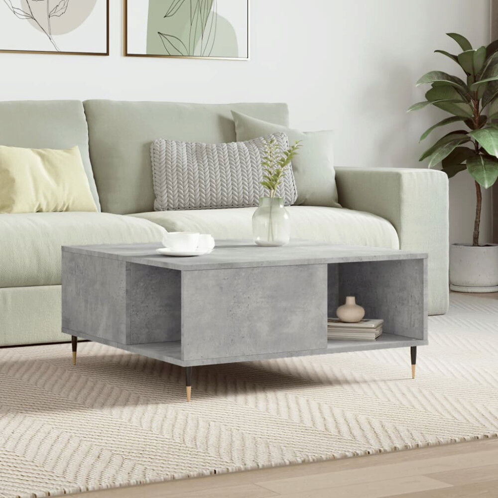vidaXL Soffbord betonggrå 80x80x36,5 cm konstruerat trä