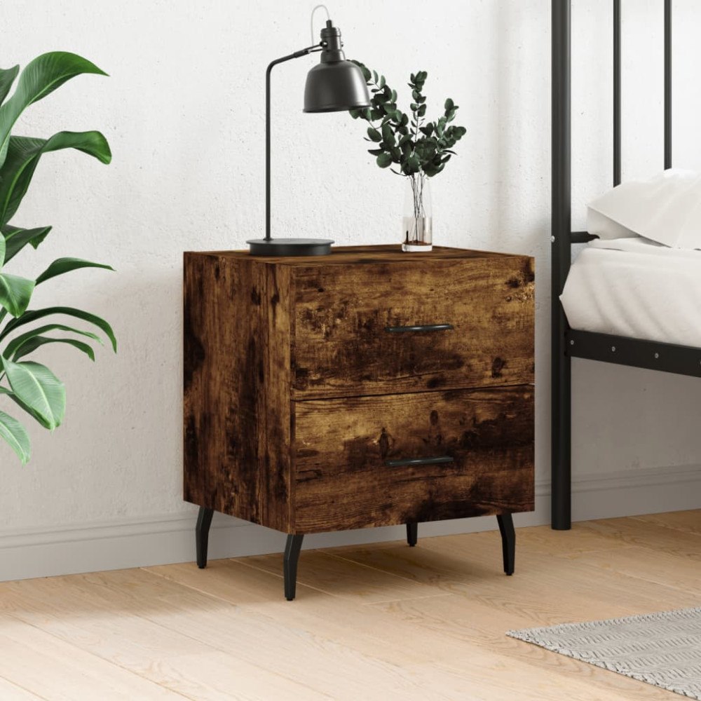 vidaXL Sängbord rökfärgad ek 40x35x47,5 cm konstruerat trä