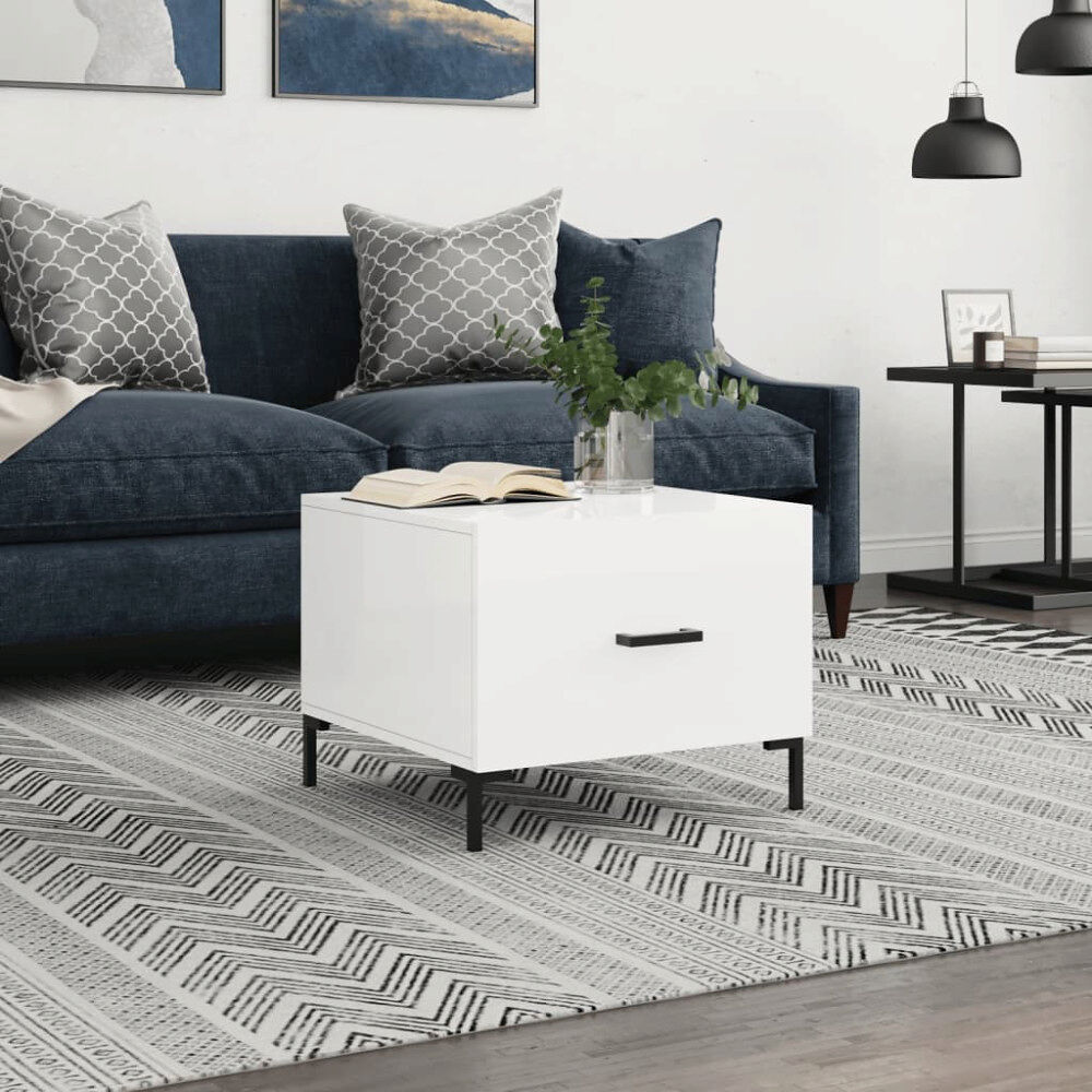 vidaXL Soffbord vit högglans 50x50x40 cm konstruerat trä