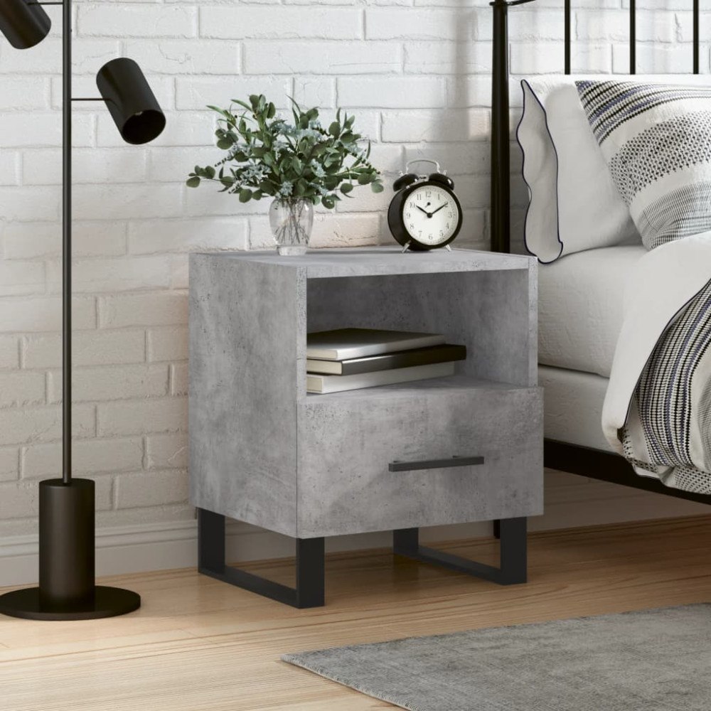 vidaXL Sängbord betonggrå 40x35x47,5 cm konstruerat trä