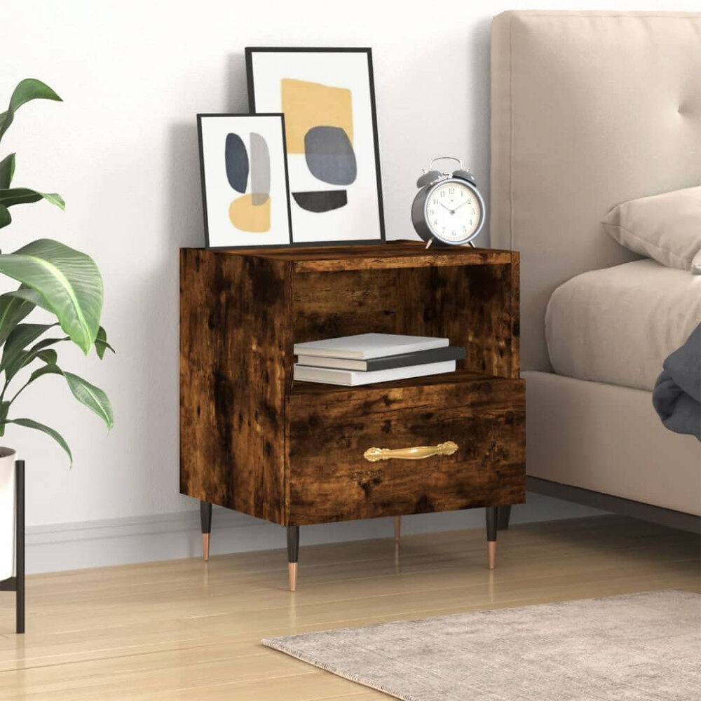 vidaXL Sängbord rökfärgad ek 40x35x47,5 cm konstruerat trä