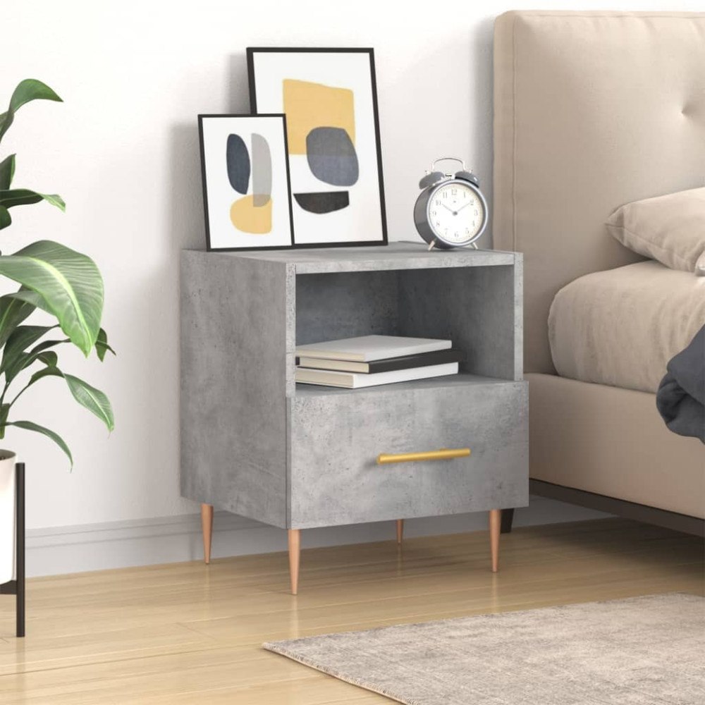 vidaXL Sängbord betonggrå 40x35x47,5 cm konstruerat trä