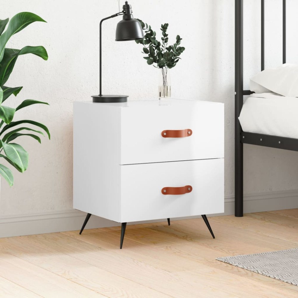 vidaXL Sängbord vit högglans 40x35x47,5 cm konstruerat trä