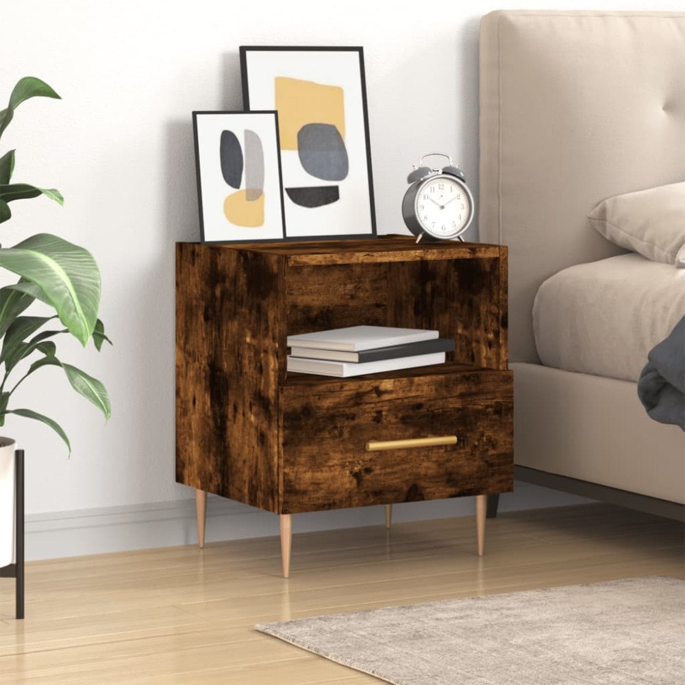 vidaXL Sängbord rökfärgad ek 40x35x47,5 cm konstruerat trä