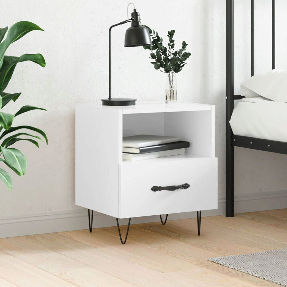 vidaXL Sängbord vit högglans 40x35x47,5 cm konstruerat trä