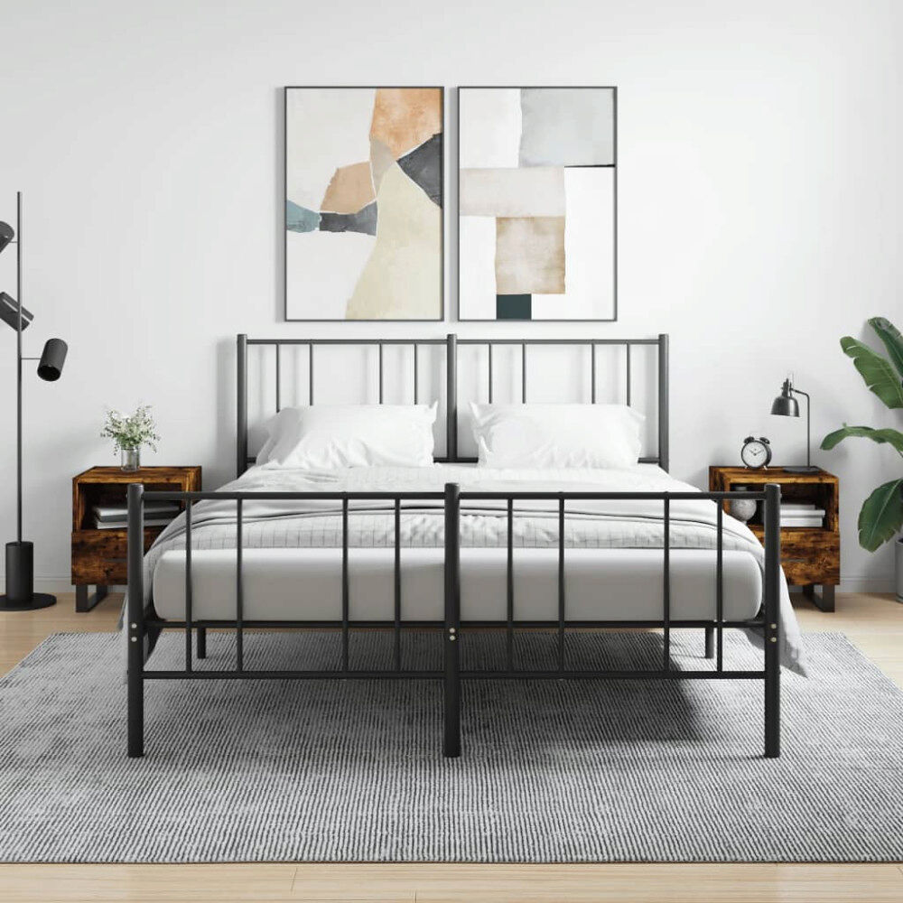 vidaXL Sängbord 2 st rökfärgad ek 40x35x47,5 cm konstruerat trä