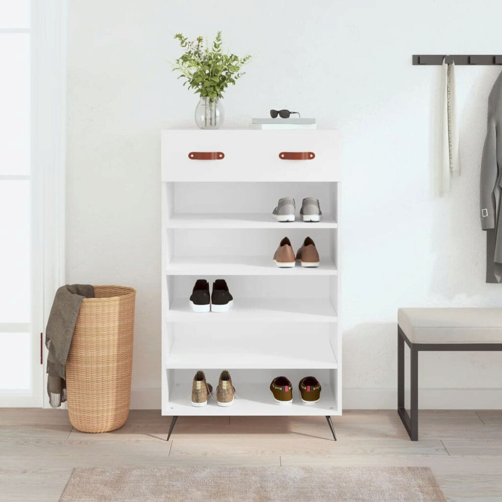 vidaXL Skohylla vit 60x35x105 cm konstruerat trä
