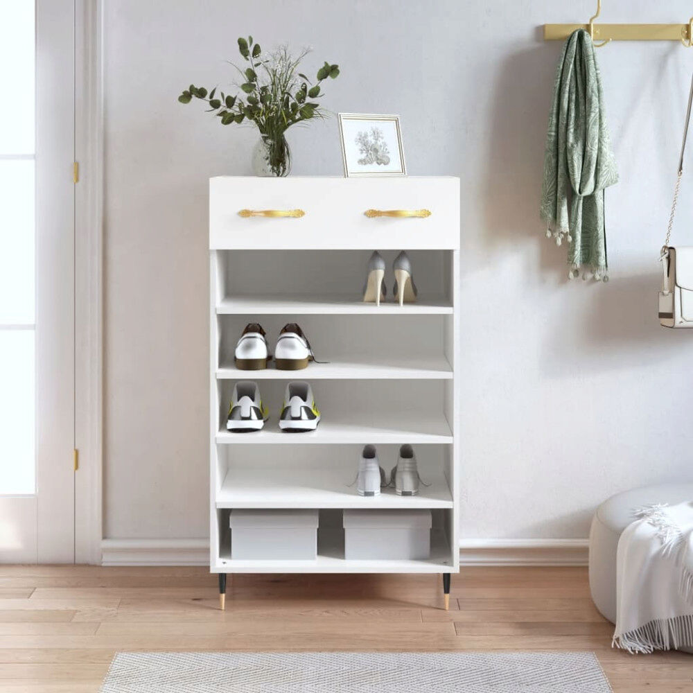 vidaXL Skohylla vit 60x35x105 cm konstruerat trä