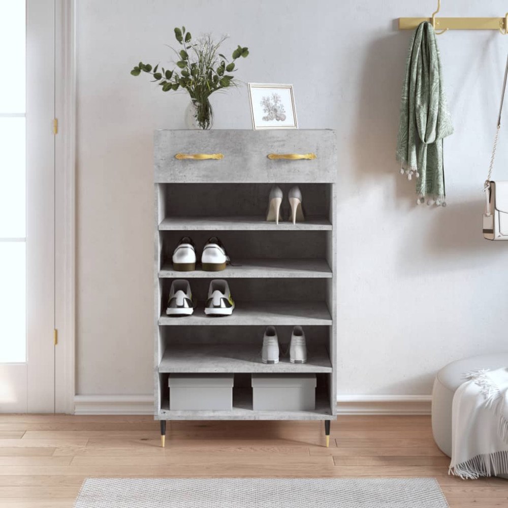 vidaXL Skohylla betonggrå 60x35x105 cm konstruerat trä
