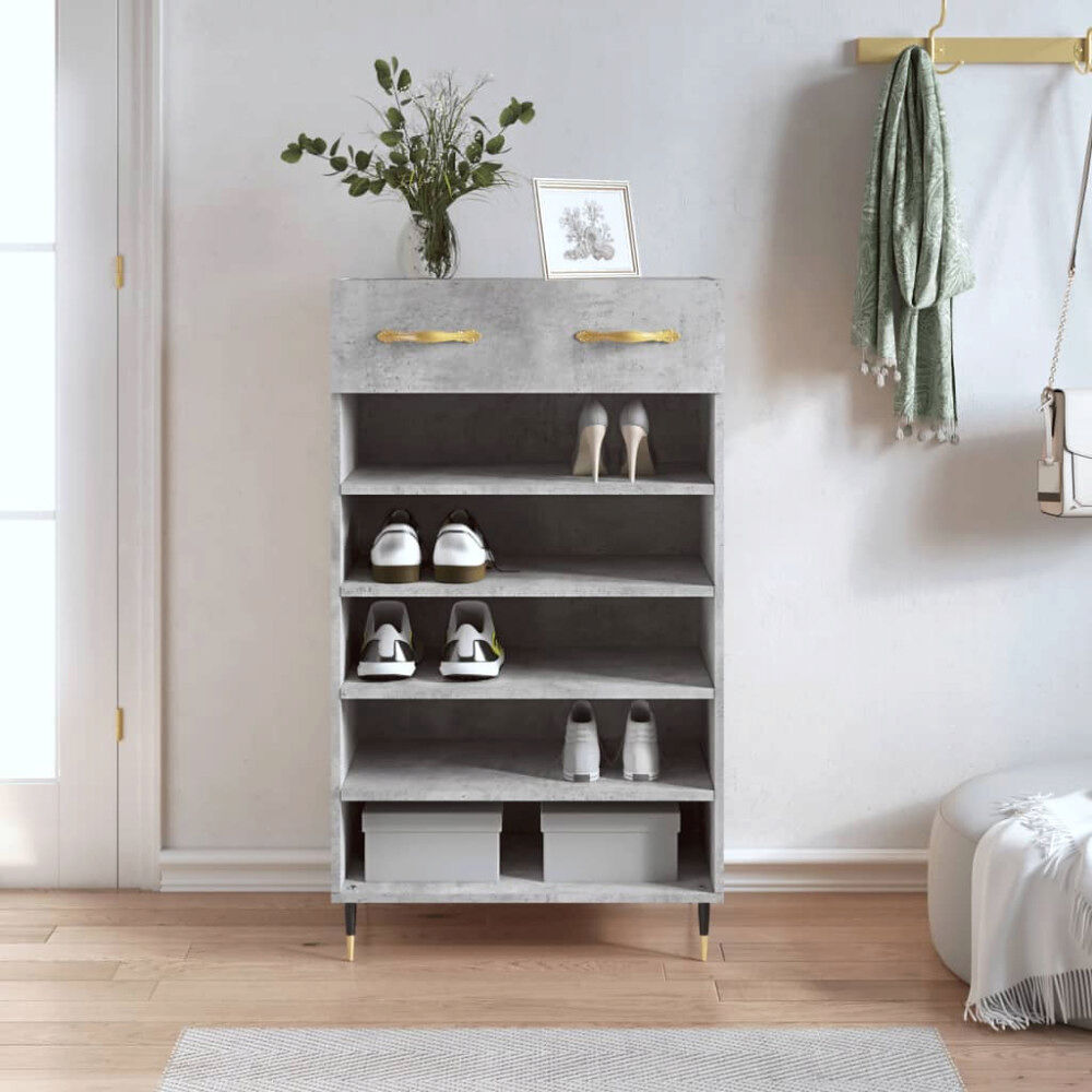 vidaXL Skohylla betonggrå 60x35x105 cm konstruerat trä