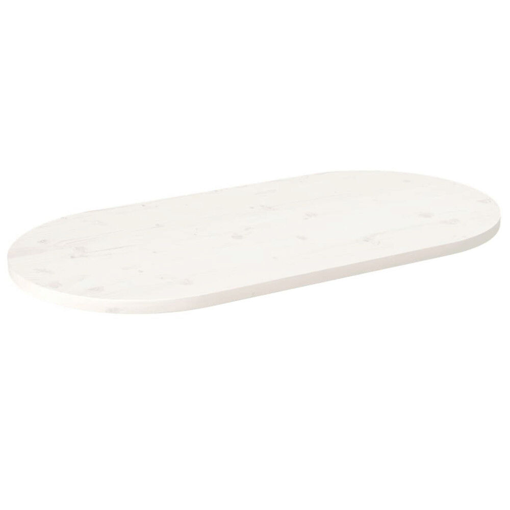 vidaXL Bordsskiva vit 100x50x2,5 cm oval massiv furu