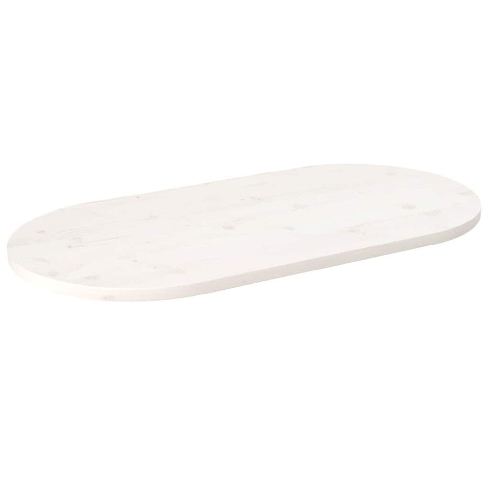 vidaXL Bordsskiva vit 90x45x2,5 cm oval massiv furu