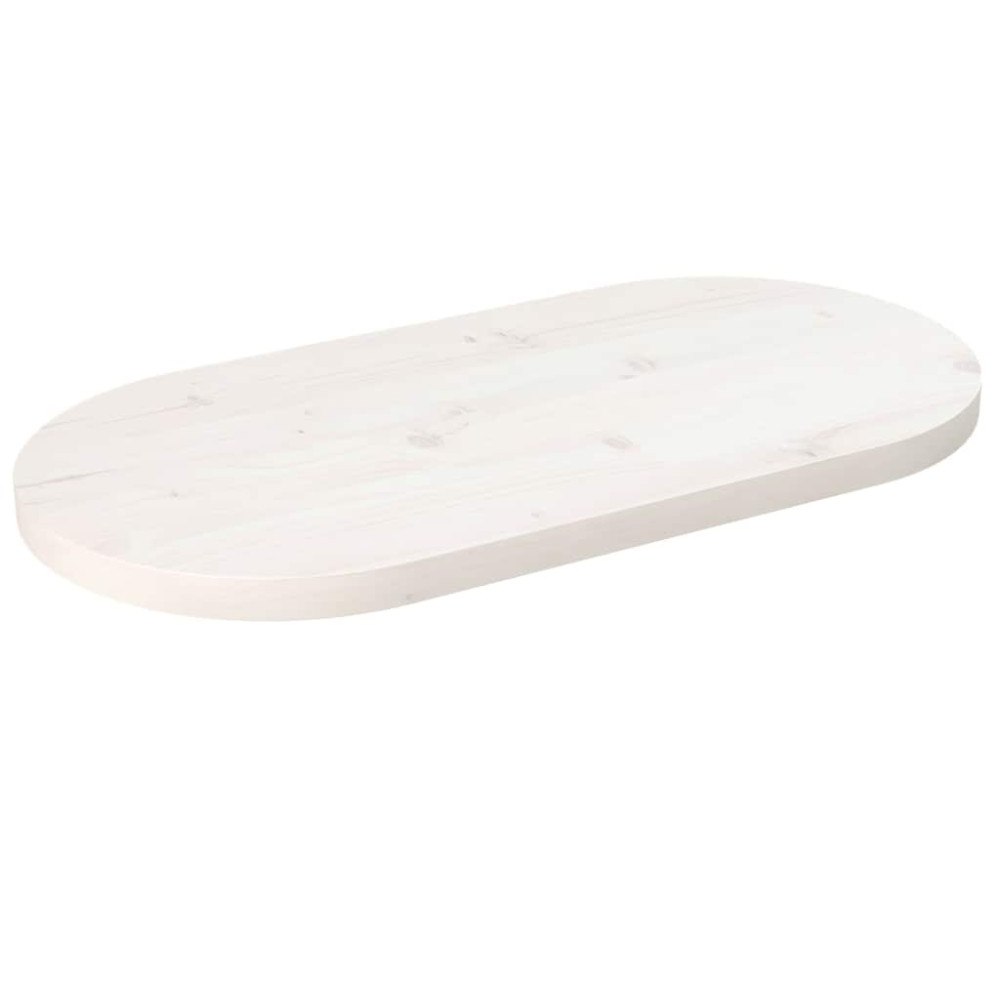 vidaXL Bordsskiva vit 80x40x2,5 cm oval massiv furu