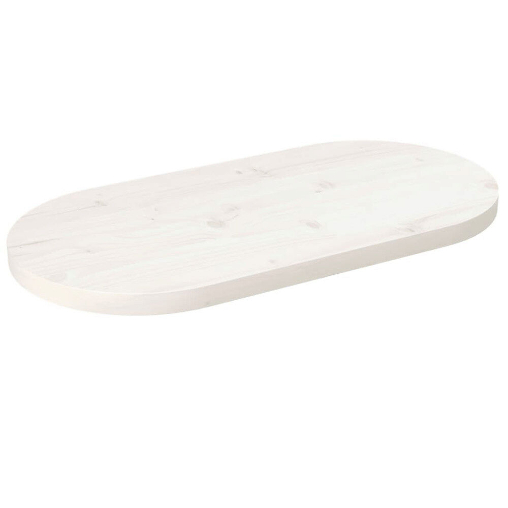 vidaXL Bordsskiva vit 80x40x2,5 cm oval massiv furu