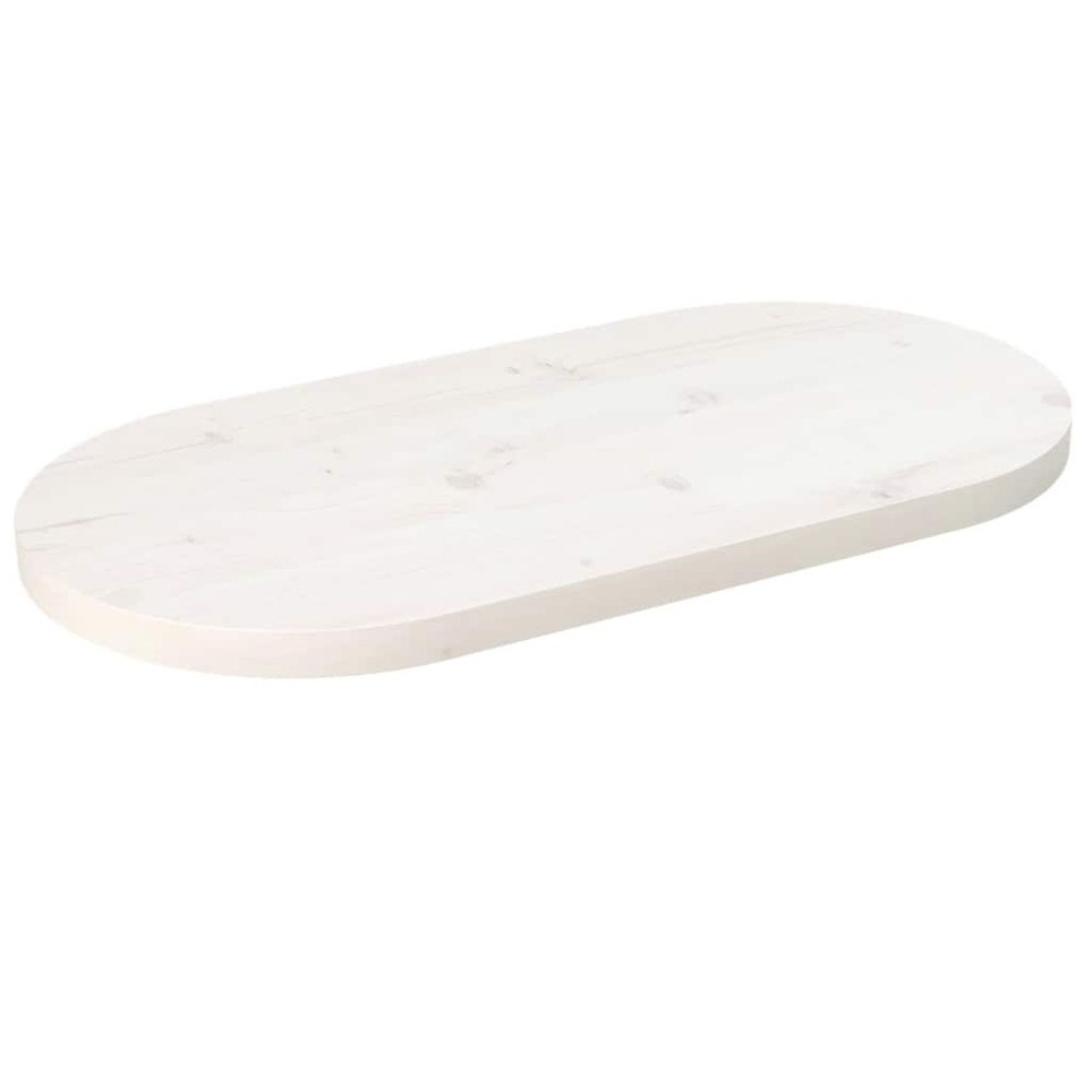 vidaXL Bordsskiva vit 70x35x2,5 cm oval massiv furu