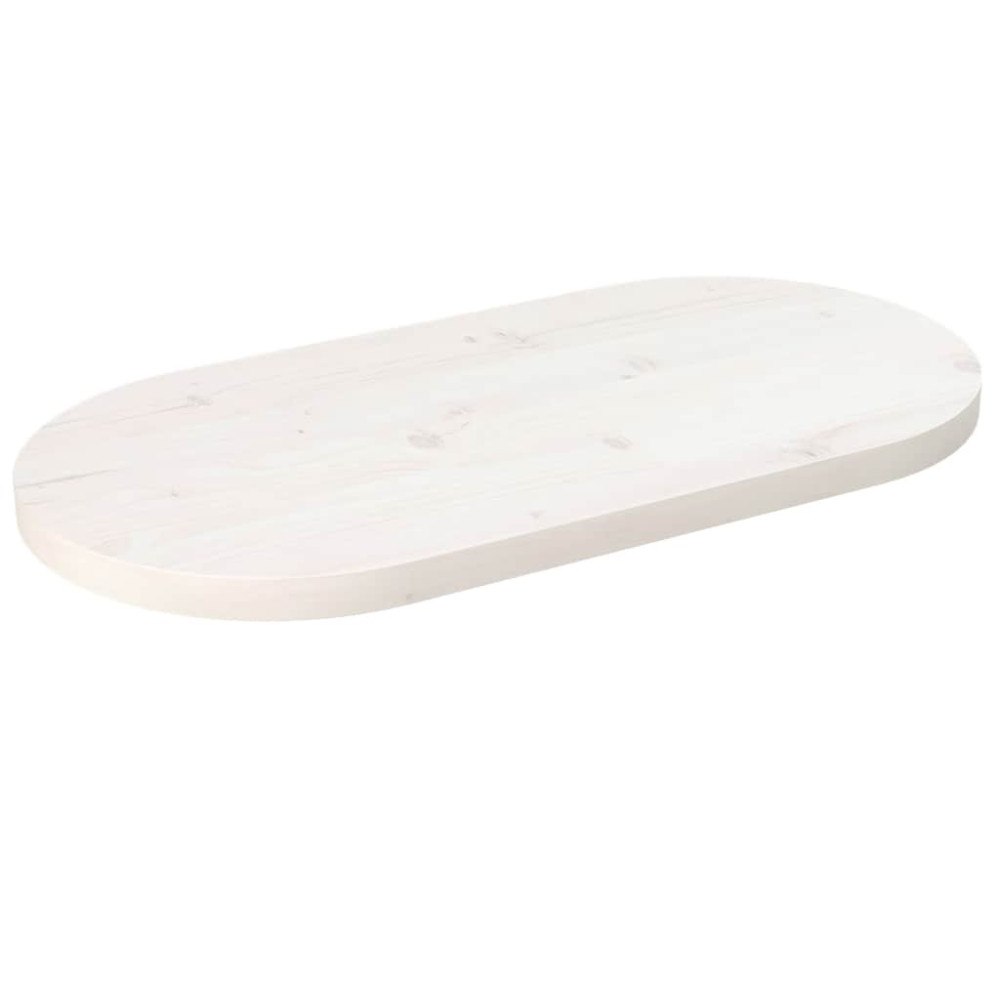 vidaXL Bordsskiva vit 60x30x2,5 cm oval massiv furu