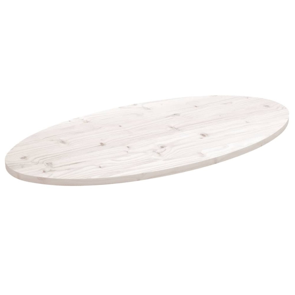 vidaXL Bordsskiva vit 100x50x2,5 cm oval massiv furu