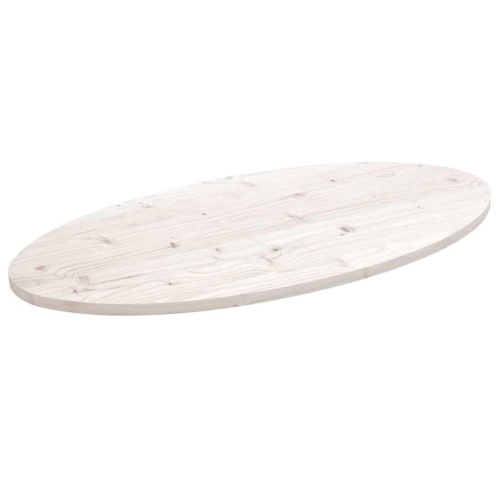 vidaXL Bordsskiva vit 90x45x2,5 cm oval massiv furu