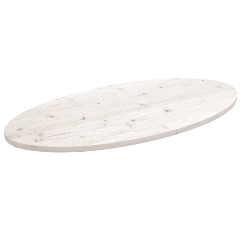 vidaXL Bordsskiva vit 90x45x2,5 cm oval massiv furu