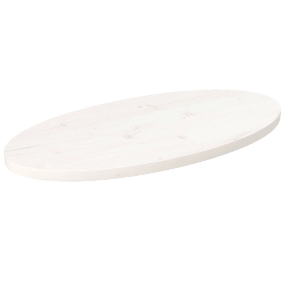 vidaXL Bordsskiva vit 70x35x2,5 cm oval massiv furu