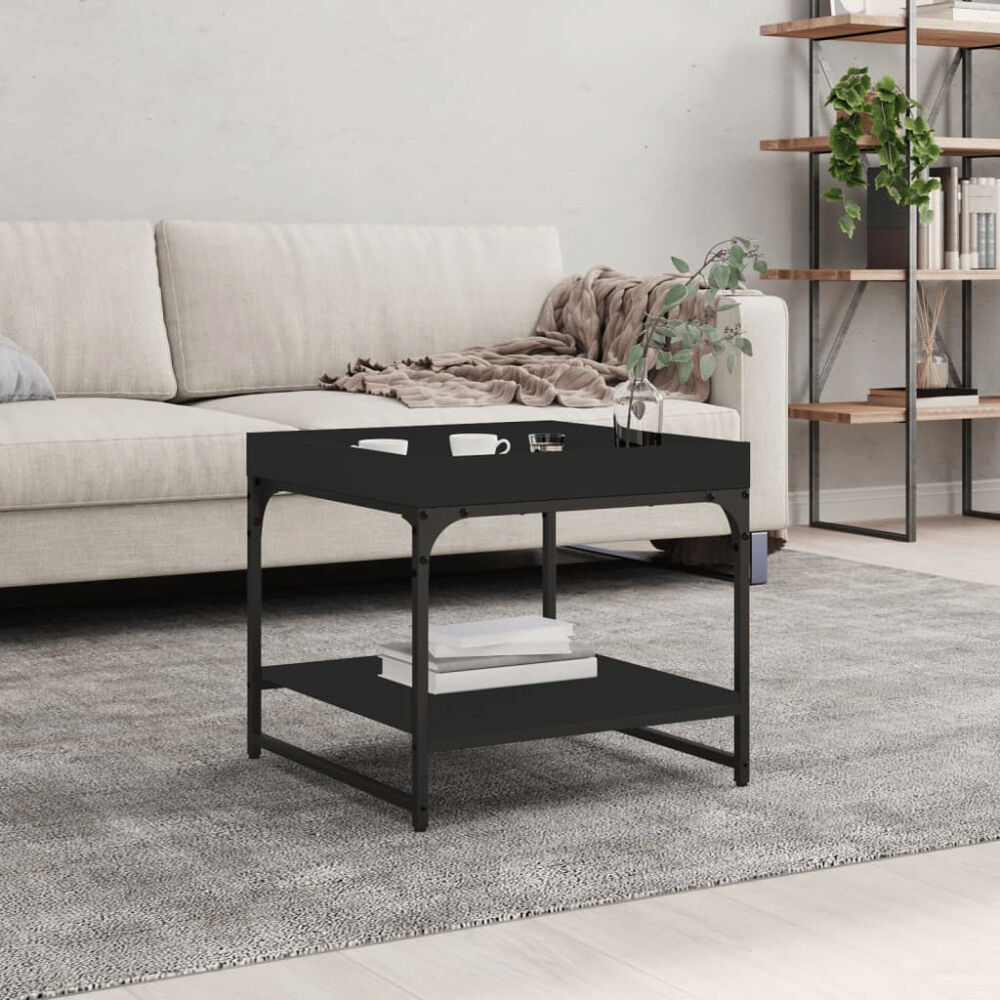vidaXL Soffbord svart 49,5x49,5x45 cm konstruerat trä