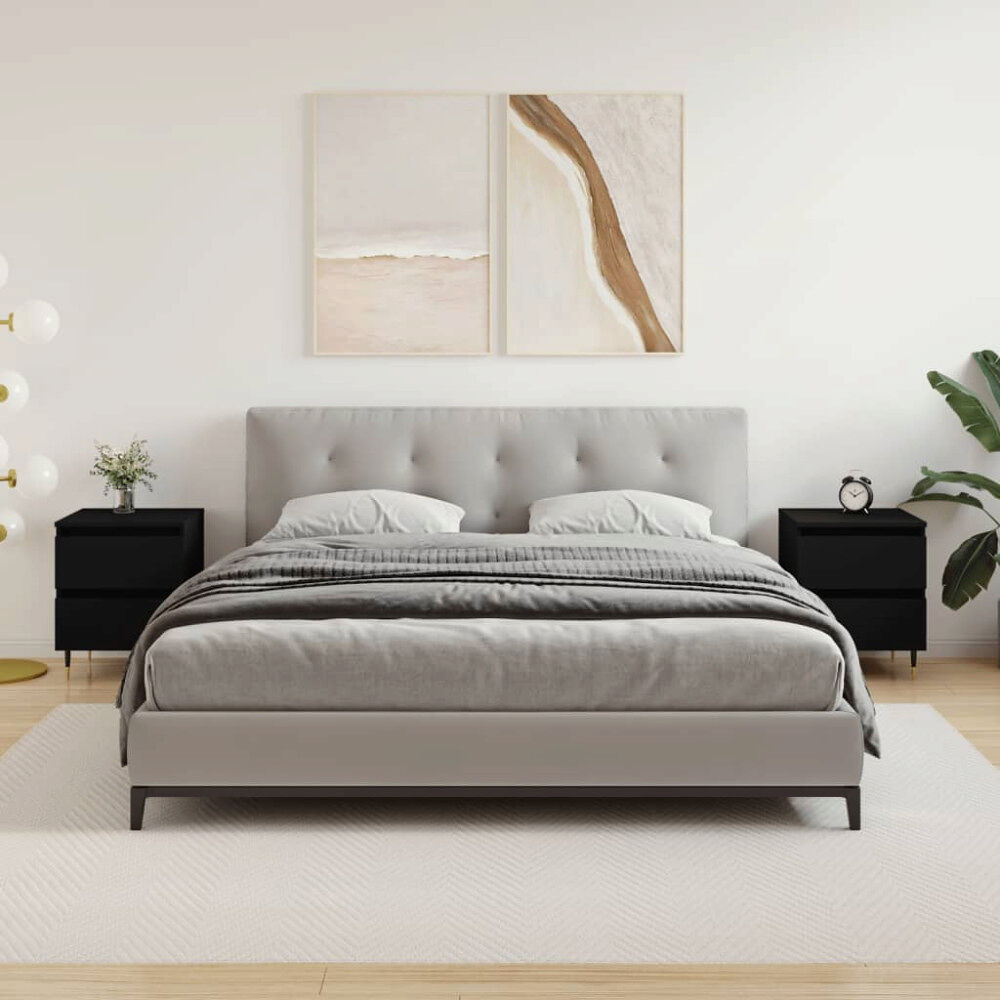 vidaXL Sängbord 2 st svart 40x35x50 cm konstruerat trä