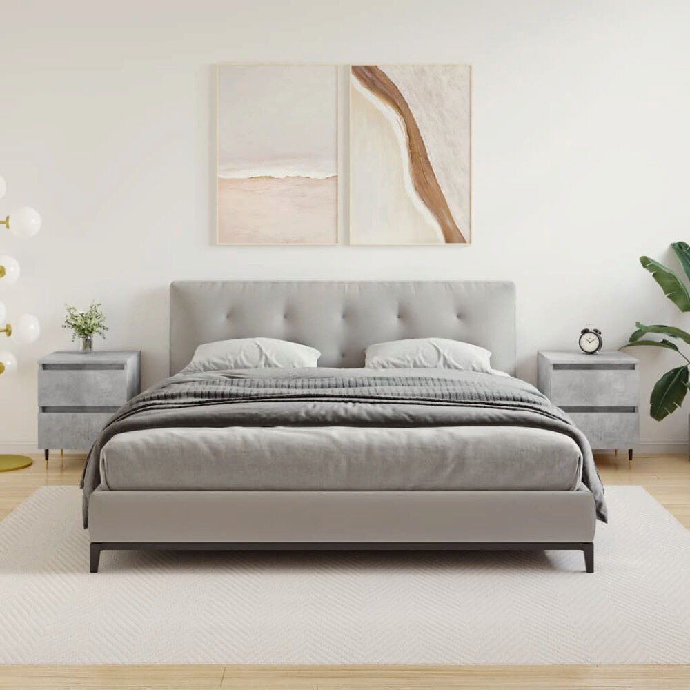vidaXL Sängbord 2 st betonggrå 40x35x50 cm konstruerat trä