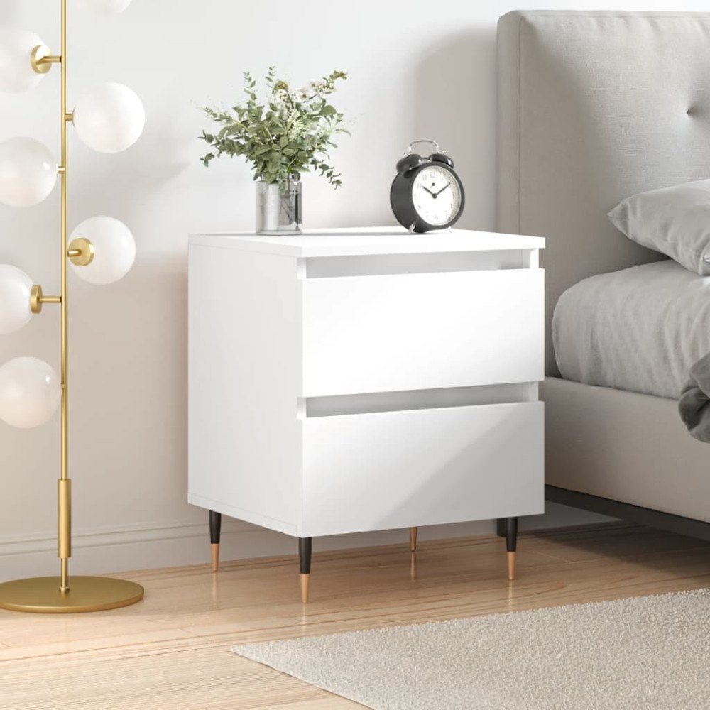 vidaXL Sängbord vit 40x35x50 cm konstruerat trä