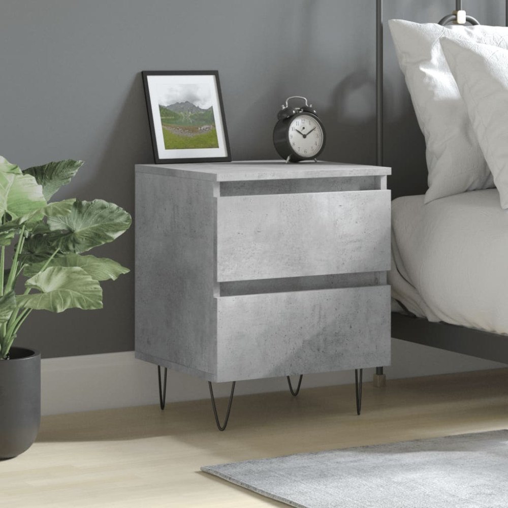 vidaXL Sängbord betonggrå 40x35x50 cm konstruerat trä