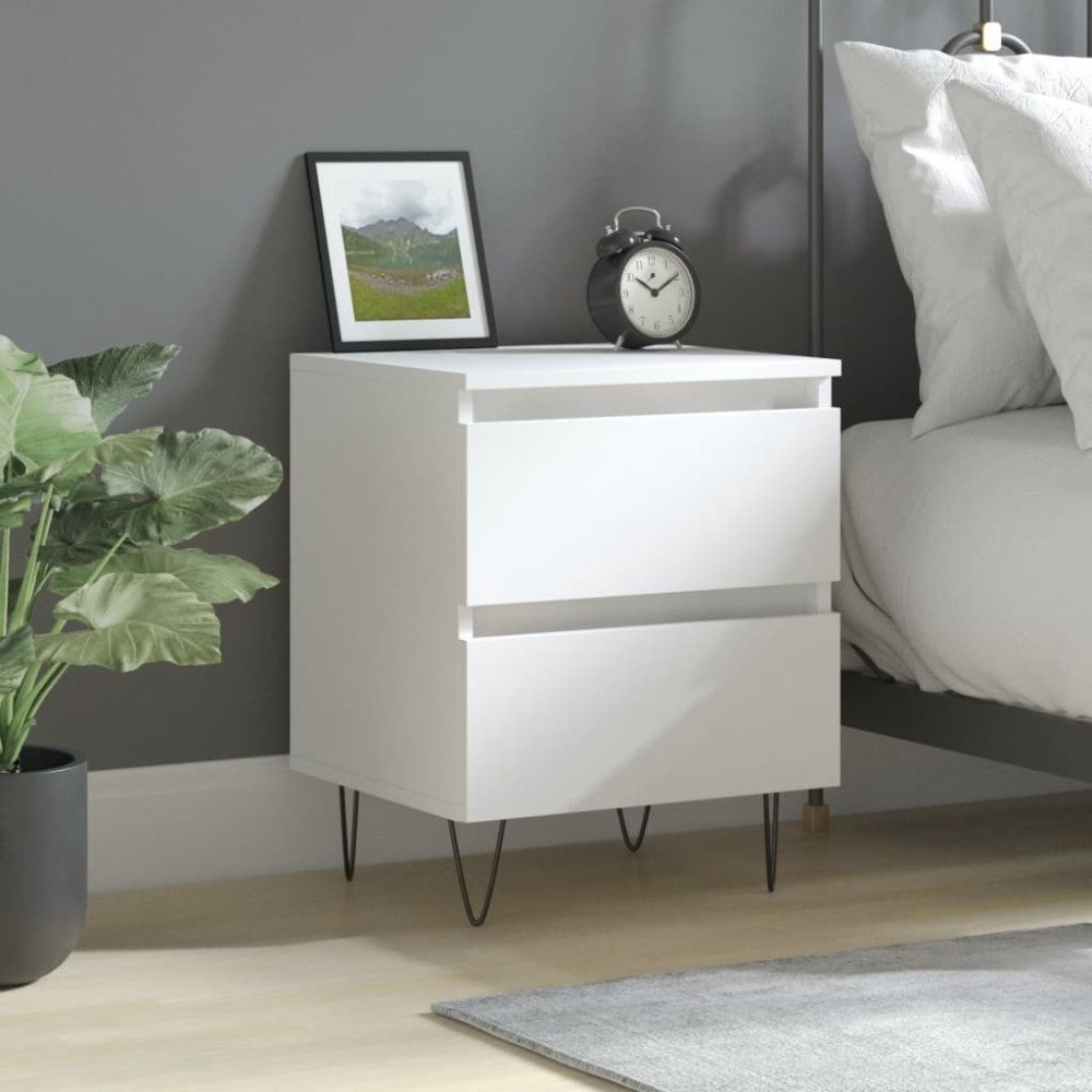 vidaXL Sängbord vit 40x35x50 cm konstruerat trä