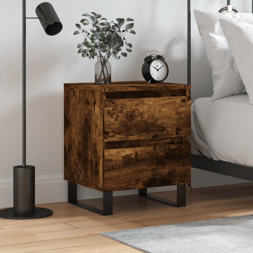 vidaXL Sängbord rökfärgad ek 40x35x50 cm konstruerat trä