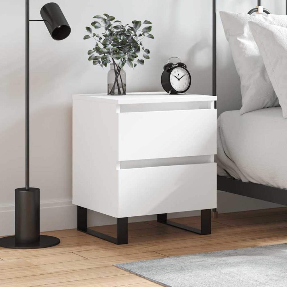 vidaXL Sängbord vit 40x35x50 cm konstruerat trä