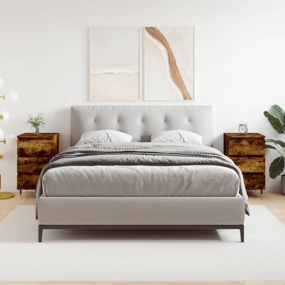 vidaXL Sängbord 2 st rökfärgad ek 40x35x69 cm konstruerat trä