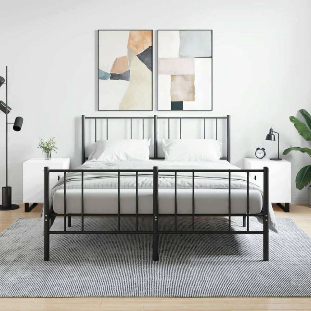 vidaXL Sängbord 2 st vit högglans 40x40x50 cm konstruerat trä