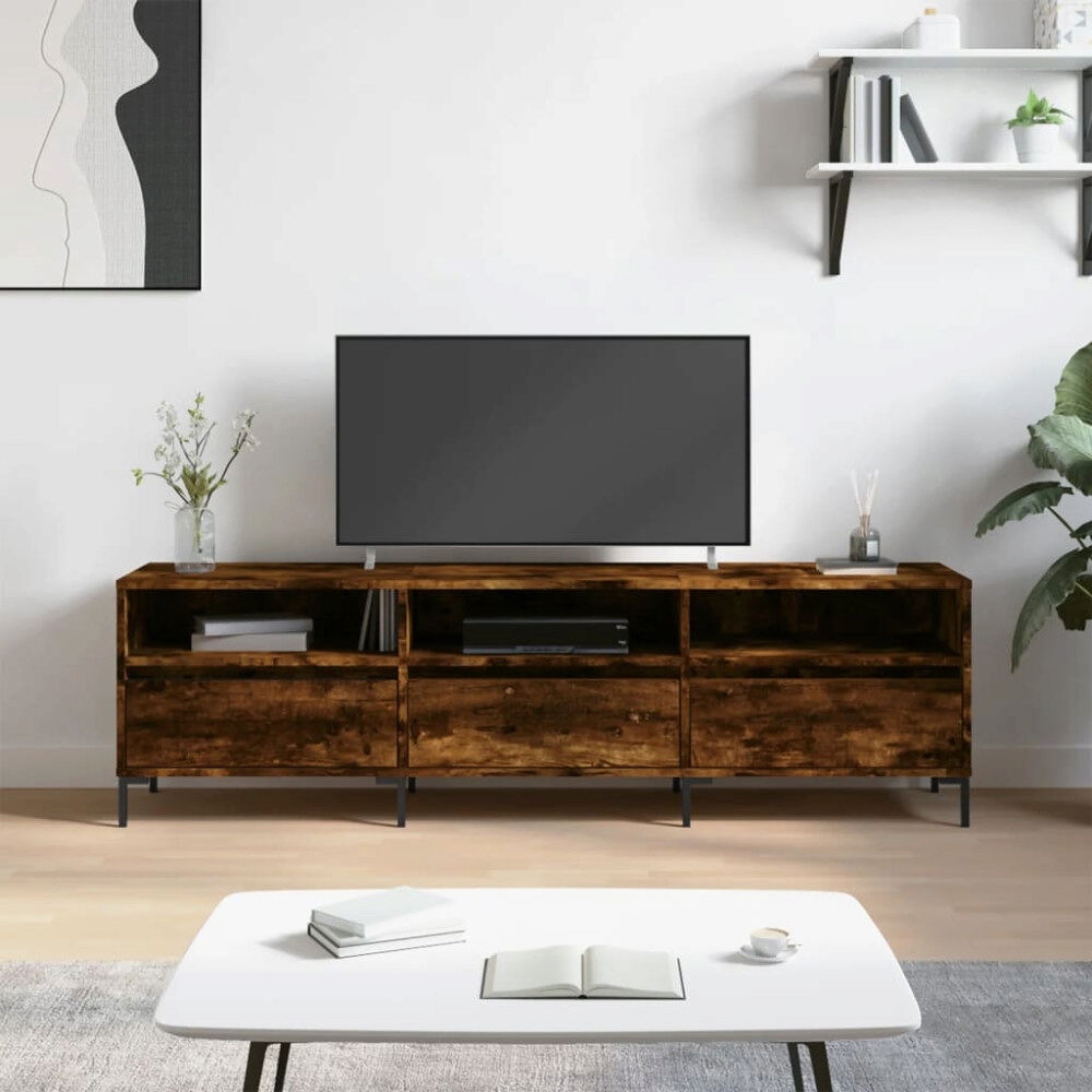 vidaXL Tv-bänk rökfärgad ek 150x30x44,5 cm konstruerat trä