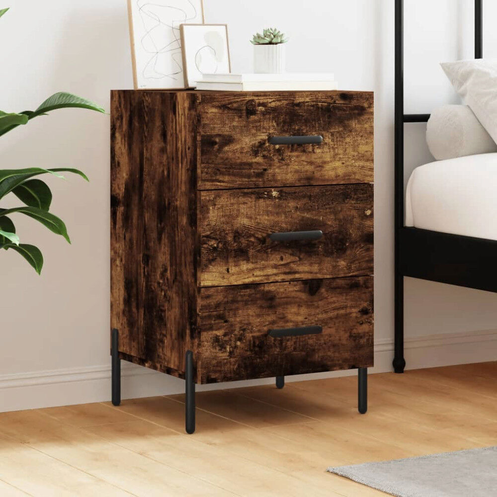 vidaXL Sängbord rökfärgad ek 40x40x66 cm konstruerat trä