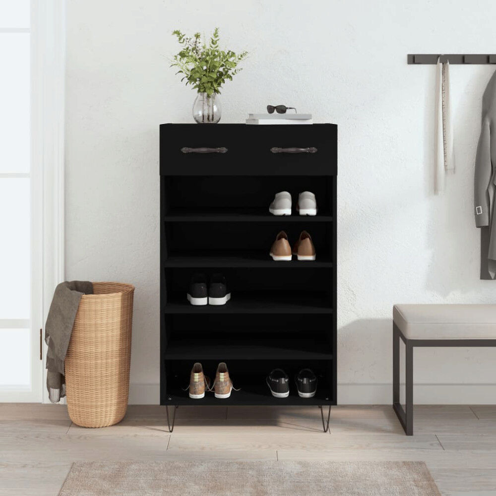 vidaXL Skohylla svart 60x35x105 cm konstruerat trä