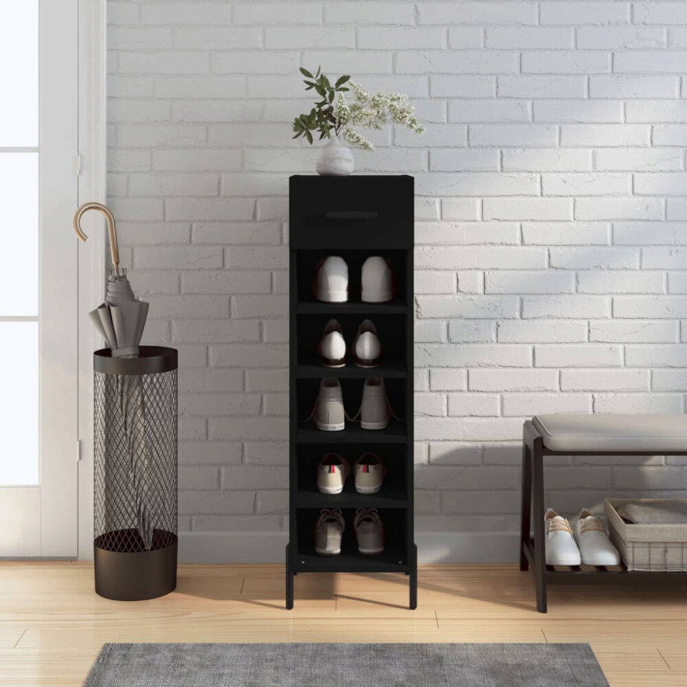 vidaXL Skohylla svart 30x35x105 cm konstruerat trä