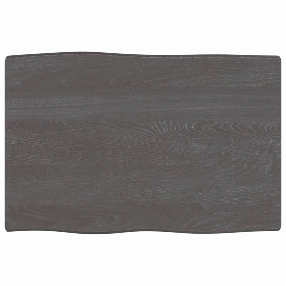 vidaXL Bordsskiva mörkbrun 60x40x2 cm massiv ek levande kant